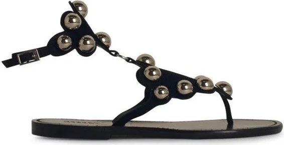 Velvee Black Leather Sandals
