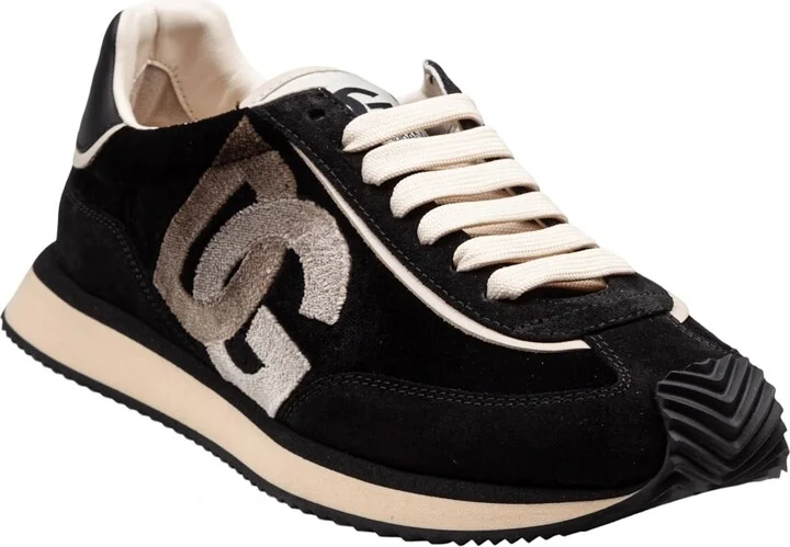 Velvet And Suede Cushion Sneakers Color Black And Ivory - Image 2