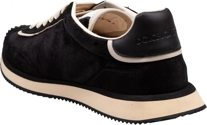 Velvet And Suede Cushion Sneakers Color Black And Ivory - Image 4
