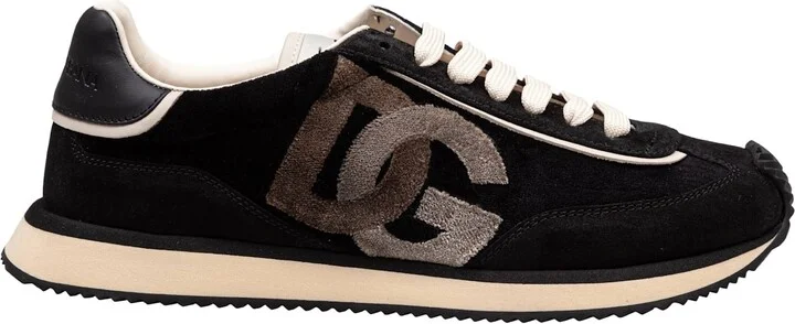 Velvet And Suede Cushion Sneakers Color Black And Ivory