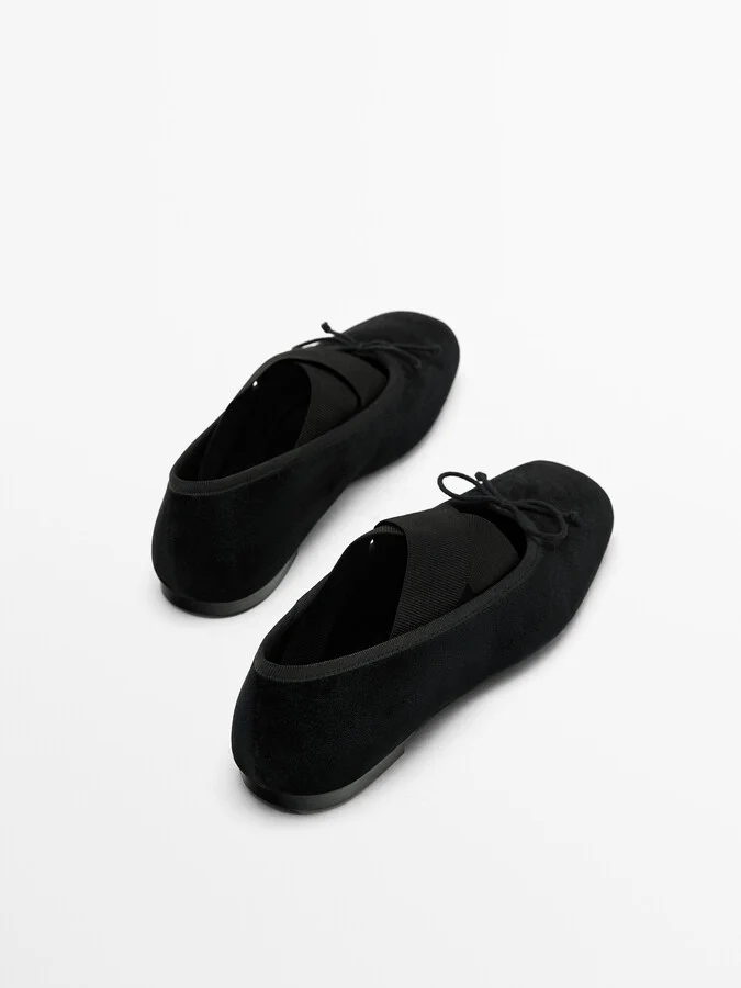 Velvet Ballet Flats With Bow - Studio - Image 4