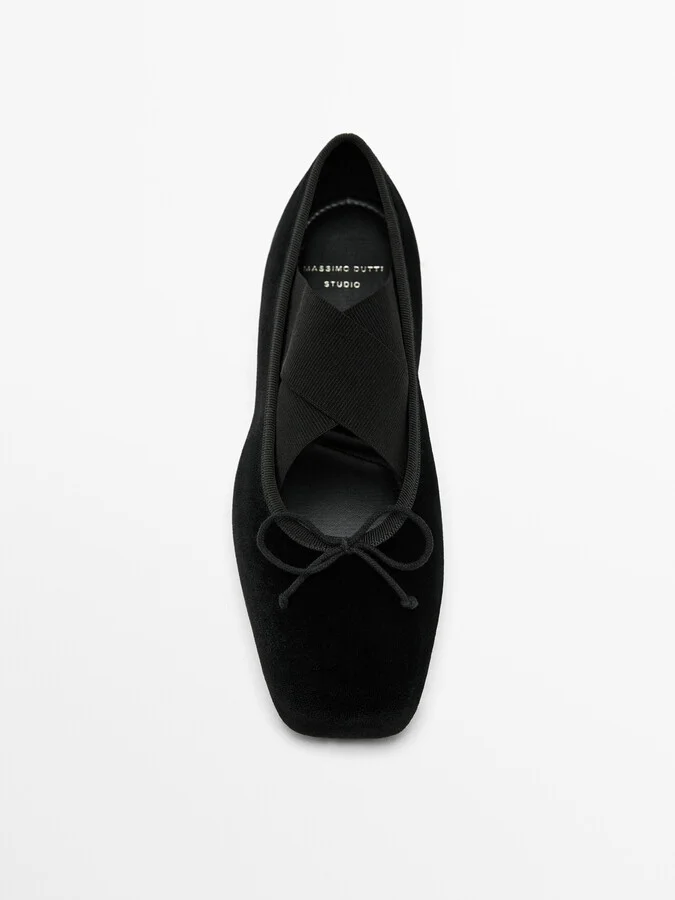 Velvet Ballet Flats With Bow - Studio - Image 5