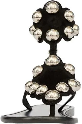 'Velvet' Black Sandals With Jewels And Decorative Studs In Leather Woman - Image 4
