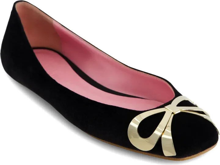Velvet Bow-Detail Ballet Flats - Image 2