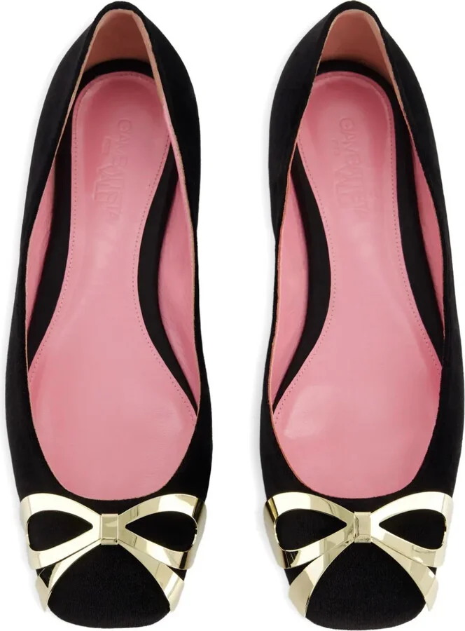Velvet Bow-Detail Ballet Flats - Image 3