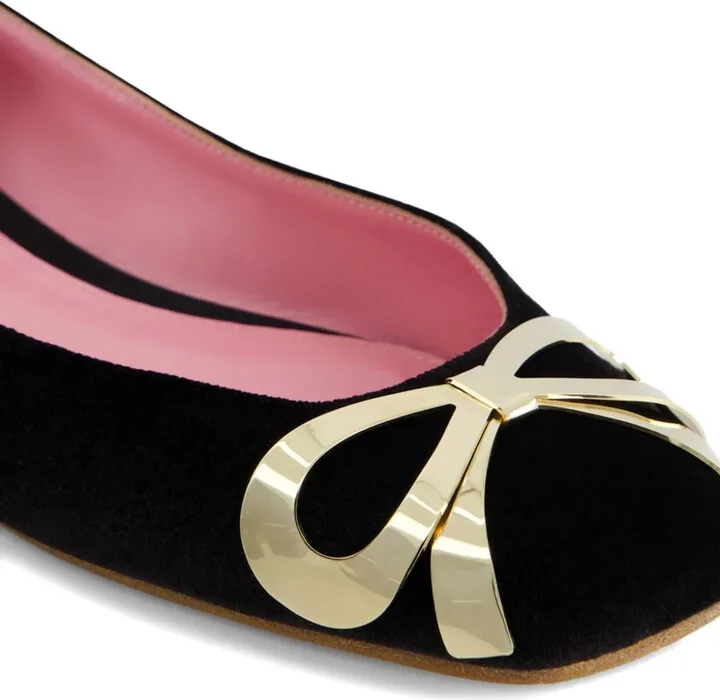 Velvet Bow-Detail Ballet Flats - Image 5