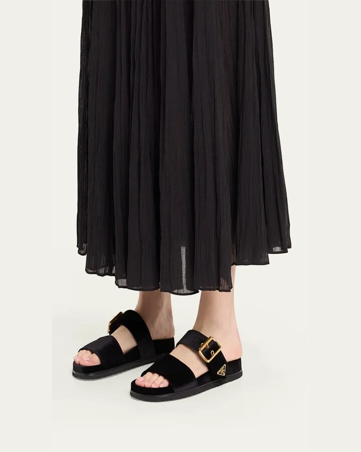 Velvet Dual-Band Flat Sandals - Image 3