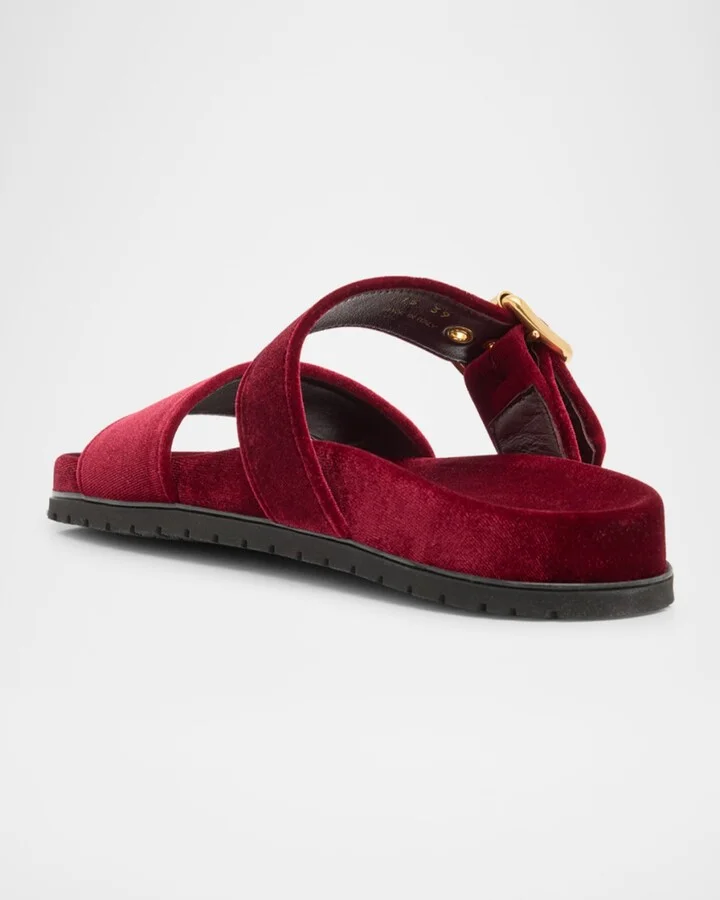 Velvet Dual-Band Flat Sandals - Image 4