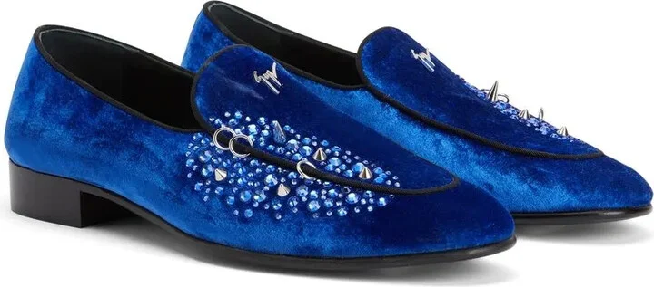 Velvet-Effect Rhinestone Loafers - Image 2