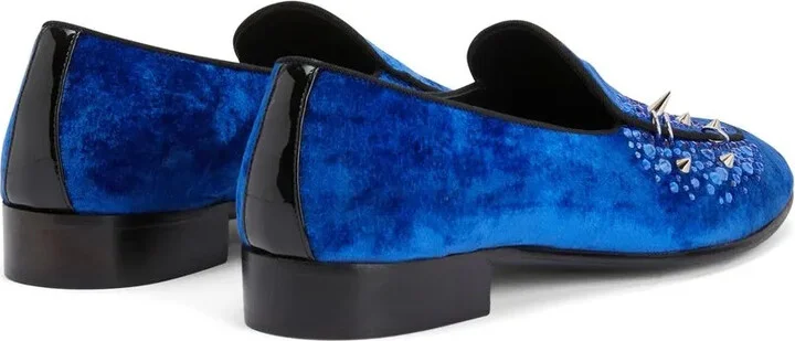 Velvet-Effect Rhinestone Loafers - Image 3