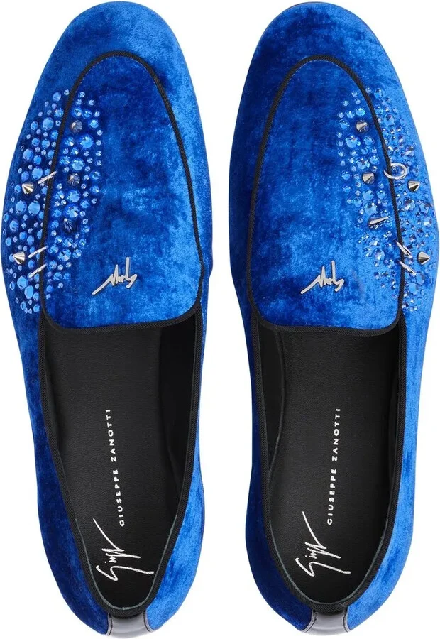 Velvet-Effect Rhinestone Loafers - Image 4