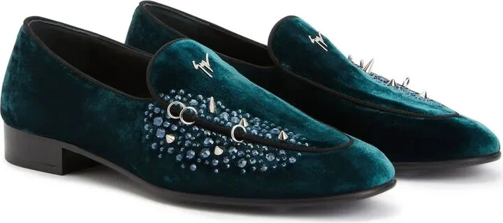 Velvet-Effect Rhinestone Loafers - Image 2