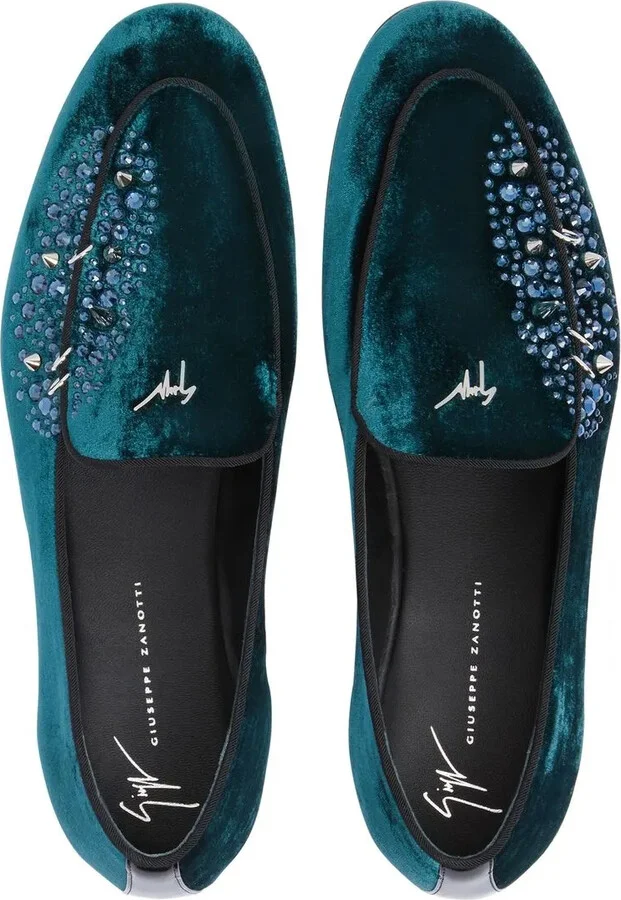 Velvet-Effect Rhinestone Loafers - Image 4
