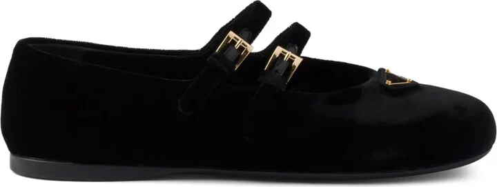 Velvet-Finish Ballerina Shoes