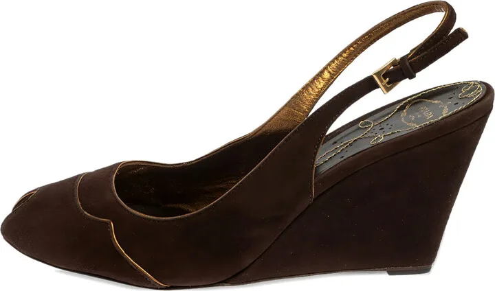 Velvet-Finish Wedge Sandals