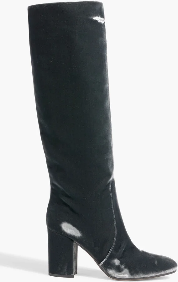 Velvet knee boots