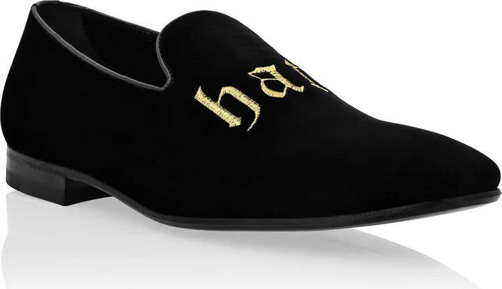 Velvet Loafers Embroidered