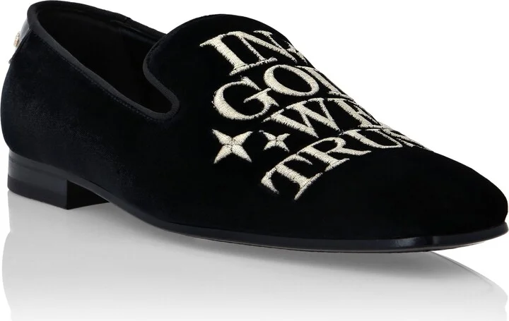 Velvet Loafers Embroidery Money