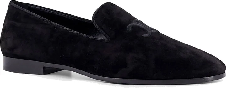 Velvet Loafers With Embroidered Triomphe Logo - Image 2