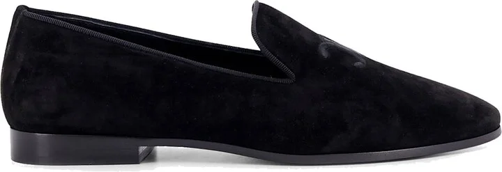 Velvet Loafers With Embroidered Triomphe Logo
