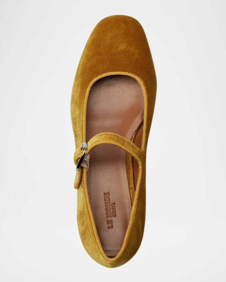 Velvet Mary Jane Ballerina Flats - Image 2