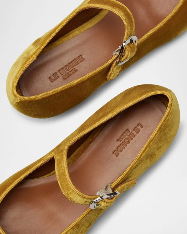 Velvet Mary Jane Ballerina Flats - Image 3