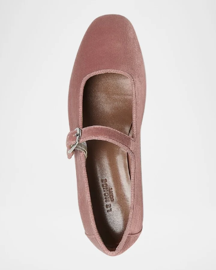 Velvet Mary Jane Ballerina Flats - Image 3
