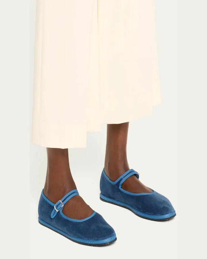 Velvet Mary Jane Ballerina Flats - Image 4
