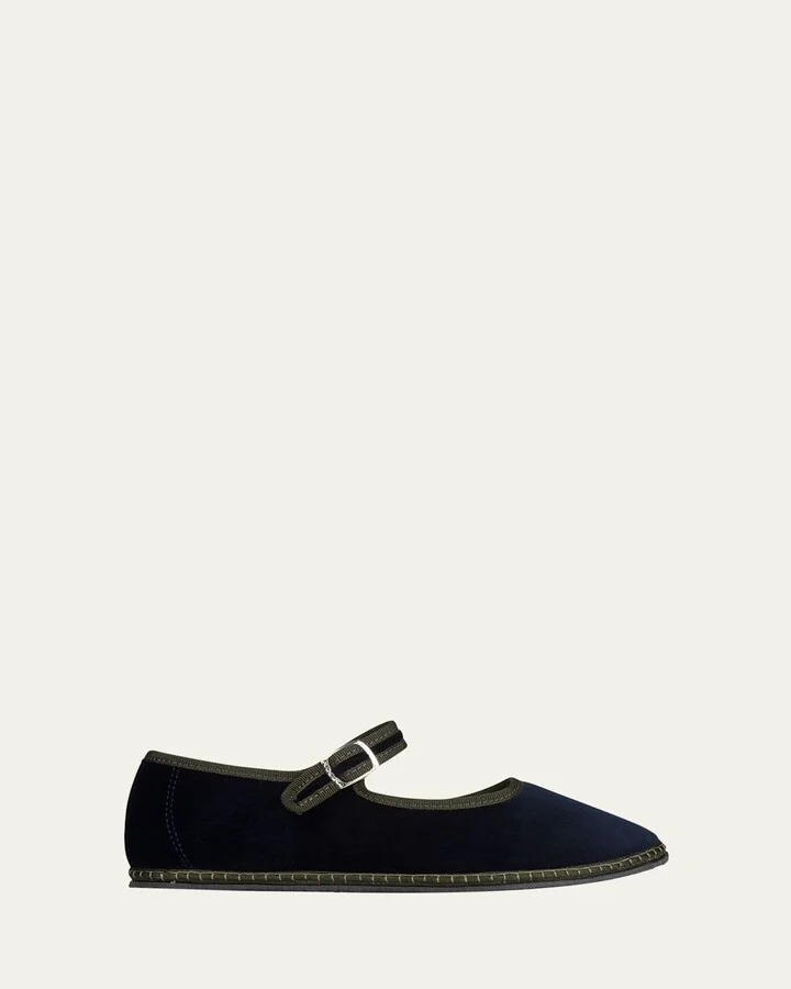 Velvet Mary Jane Ballerina Flats