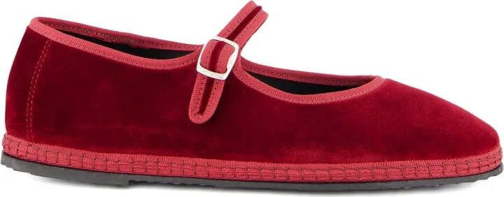 Velvet Mary Jane Flats