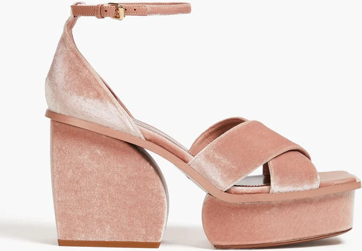 Velvet platform sandals