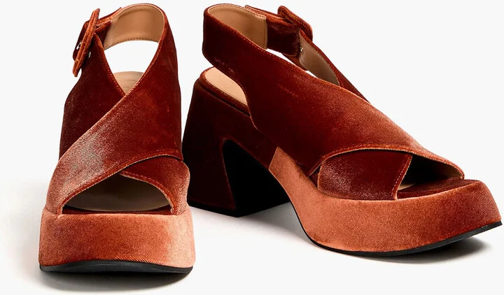 Velvet platform slingback sandals - Image 2