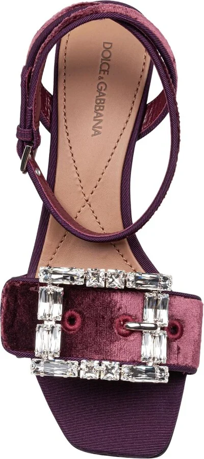 Velvet Sandal In Vinacca Color With Buckle With Stones - Image 2