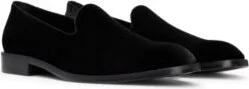 Velvet slip-on loafers with leather trims- Black Men's Business Shoes size 9