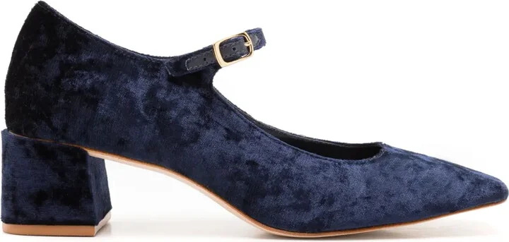 Velvet Square-Toe Pumps