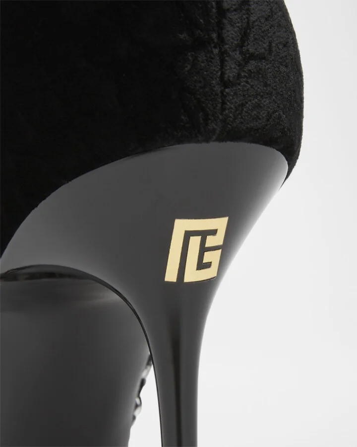 Velvet Strass Mesh Ankle Boots - Image 3