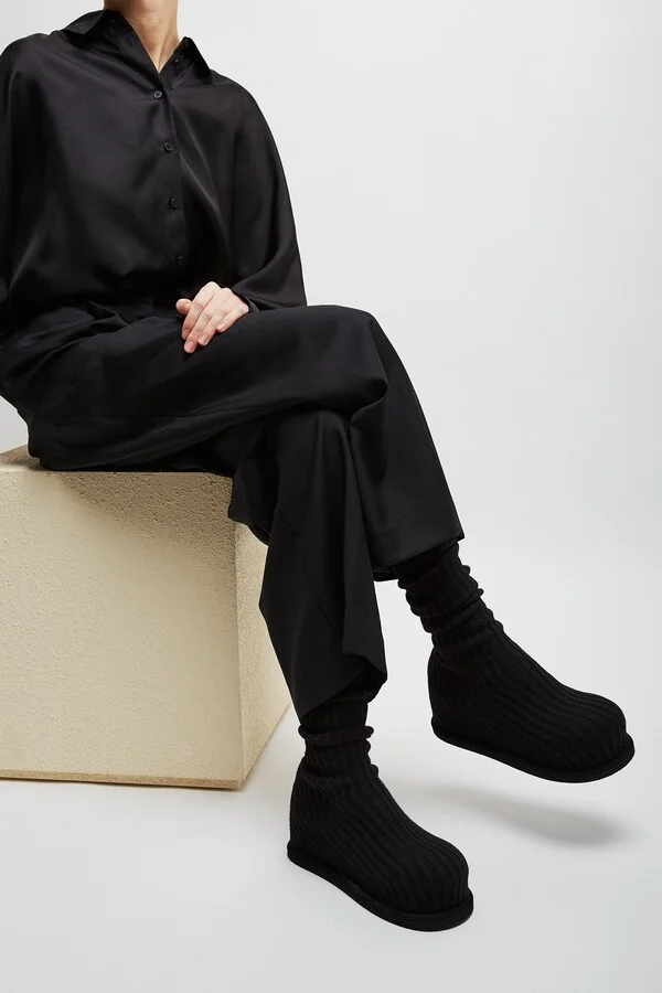 Veneda platform black knitted stretch boots - Image 2