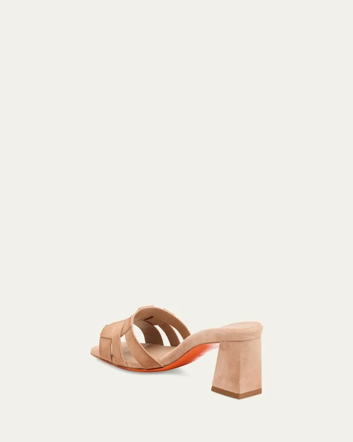 Venere Caged Suede Block-Heel Sandals - Image 5