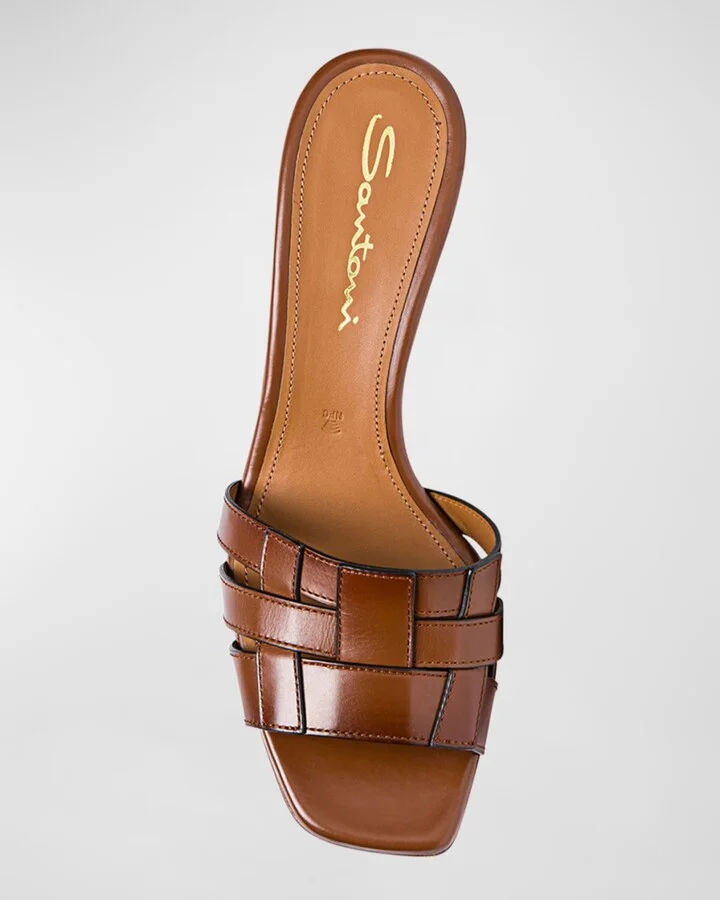 Venere Leather Block-Heel Mule Sandals - Image 2