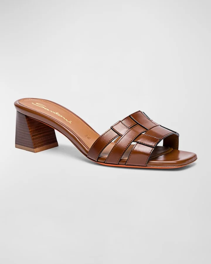 Venere Leather Block-Heel Mule Sandals - Image 4