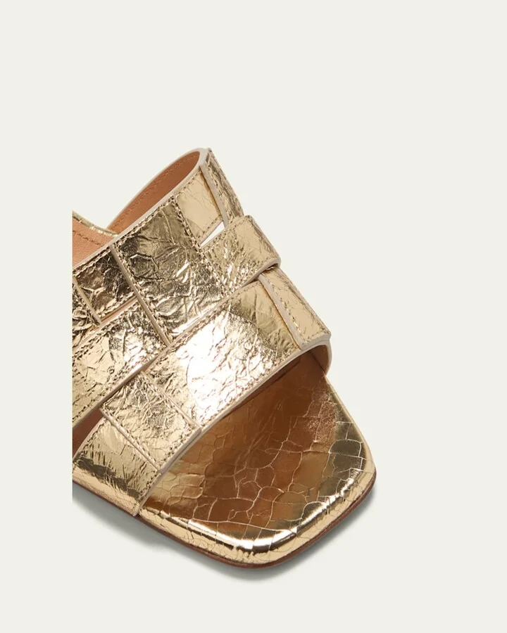 Venere Metallic Block-Heel Mule Sandals - Image 3