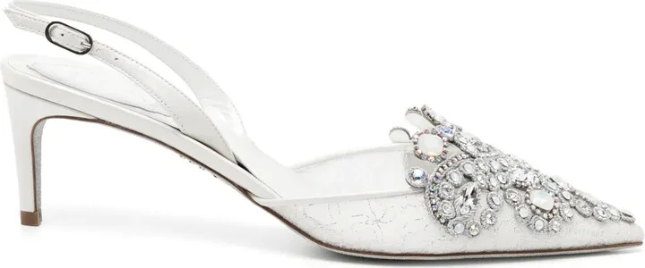 Veneziana 50mm crystal slingback pumps