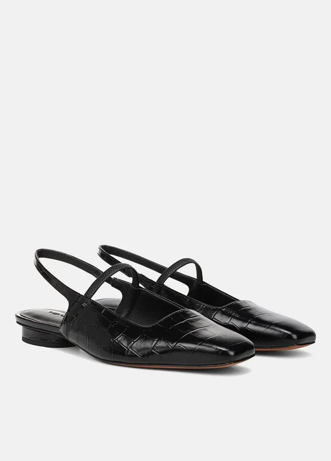 Venice Croc-Embossed Leather Slingback Flat - Image 2