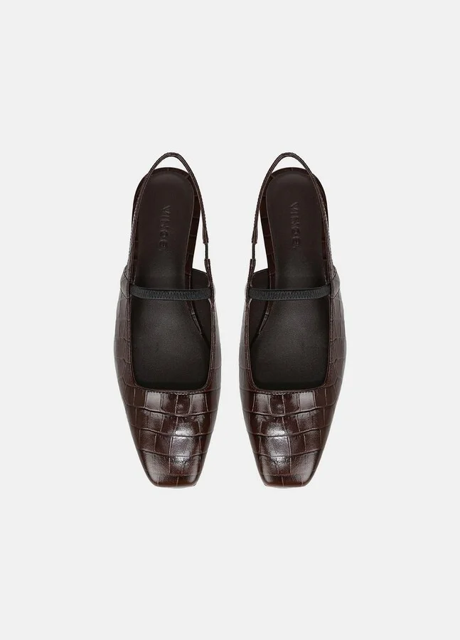 Venice Croc-Embossed Leather Slingback Flat - Image 7