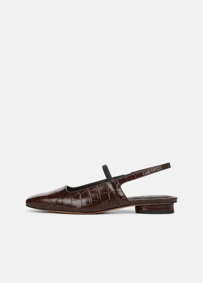 Venice Croc-Embossed Leather Slingback Flat - Image 8