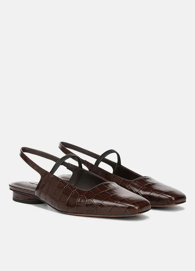 Venice Croc-Embossed Leather Slingback Flat - Image 2