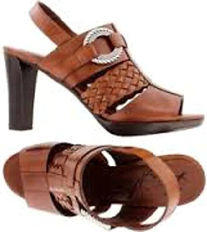 Venti Carmel Leather Open Toe Shoe