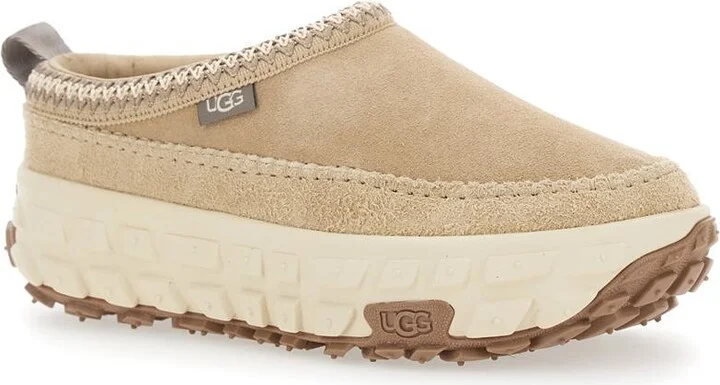 'Venture Daze' Beige Mules With Decorative Stitching And Side Logo Patch In Suede Man - Image 2