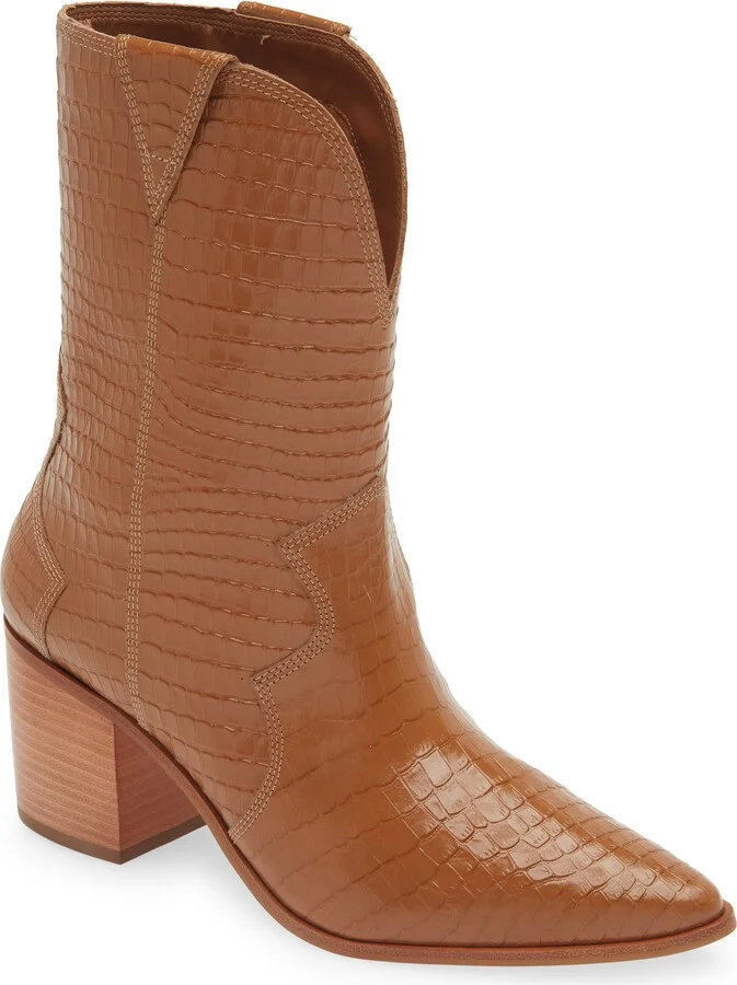 Ver Croc Embossed Pointed Toe Western Boot