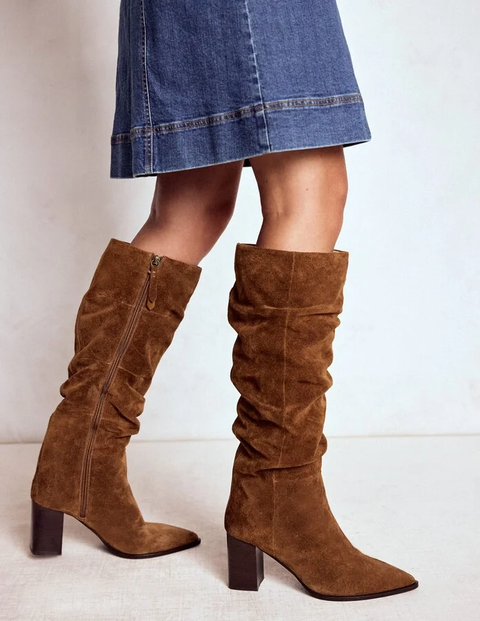 Vera Block Heel Point Boots, Red - Image 3